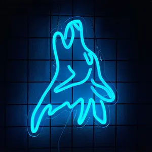 Wolf Neon Sign Blue Led Cute Wolf Neon Lights for Wall Decor USB Bedroom Sign Lights for Kids Room Home Decor Birthday Party Gifts USB Powered Easy Hanging