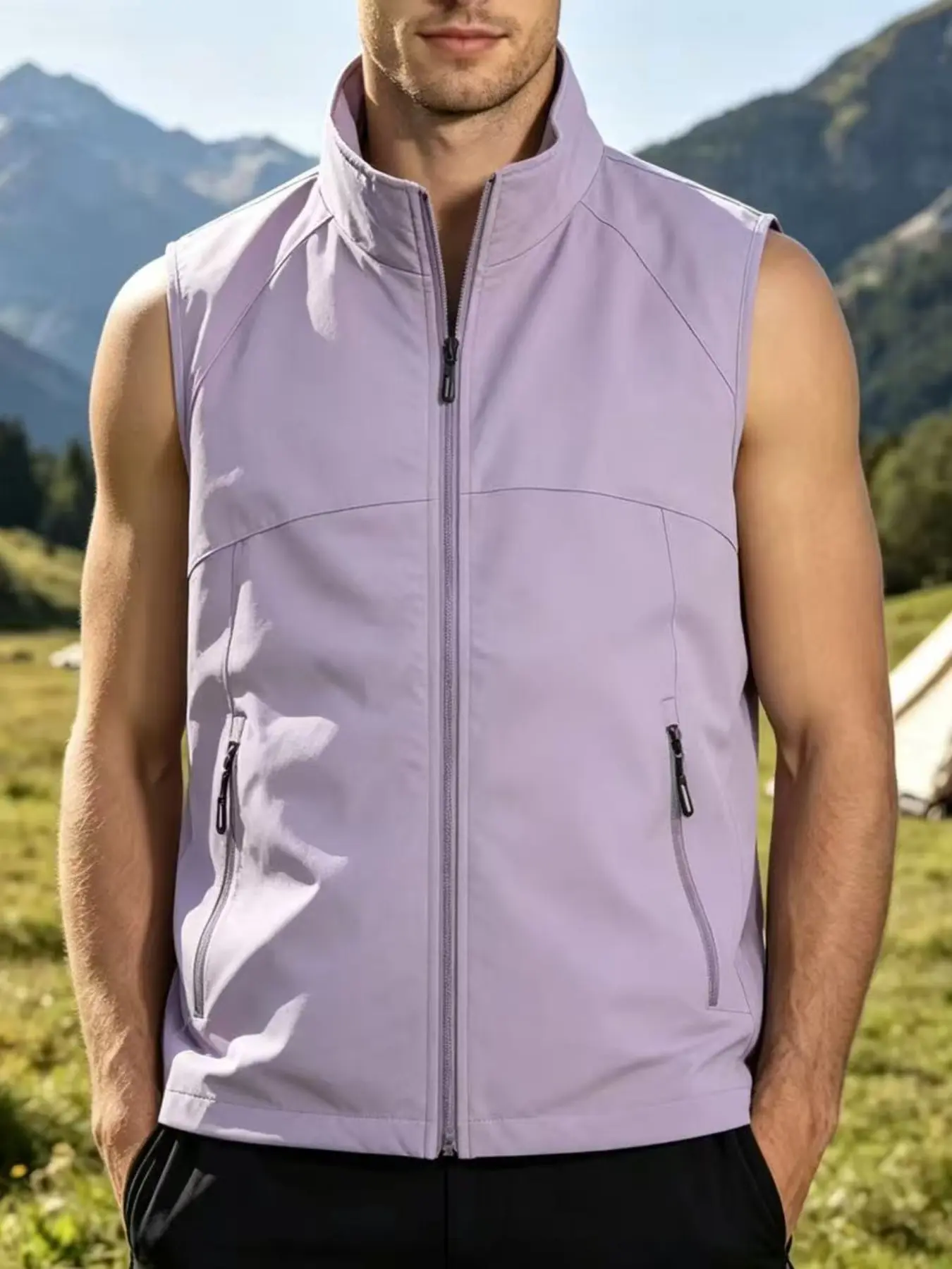 Spring Summer Outdoor Quick-Dry Men's Athletic Sport Vest Gilet Sleeveless Lightweight Jacket Activewear Sportswear, Comfortable Breathable Design for Active Lifestyle, Lightweight Running Vest