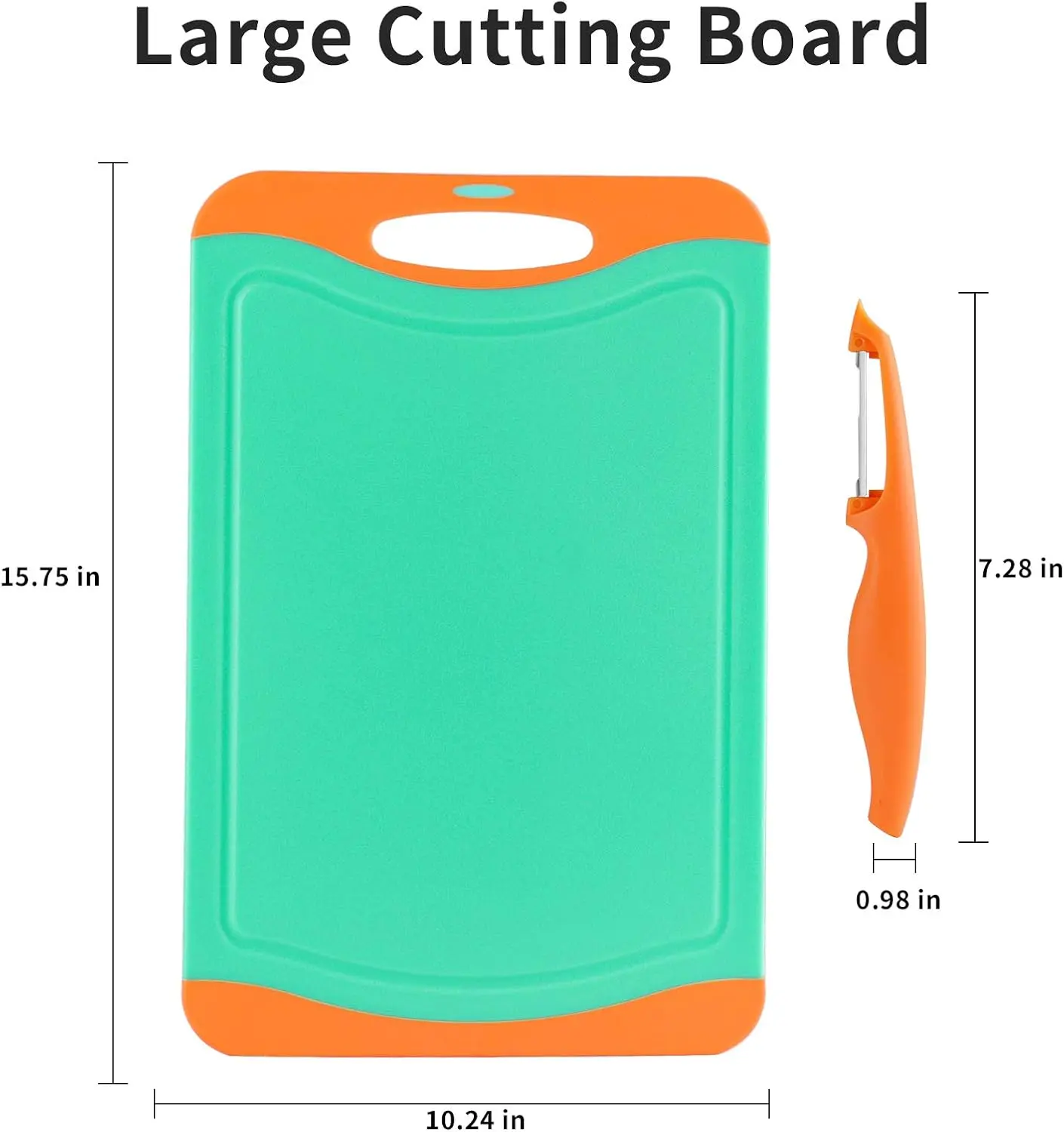 Cutting Board for Kitchen, Plastic Large Chopping Board, Thick Chopping Board with Non-Slip Feet and Deep Drip Juice Groove, Easy Grip Handle, Dishwasher Safe, BPA Free, Non-porous, 15.75x10.24 Inch