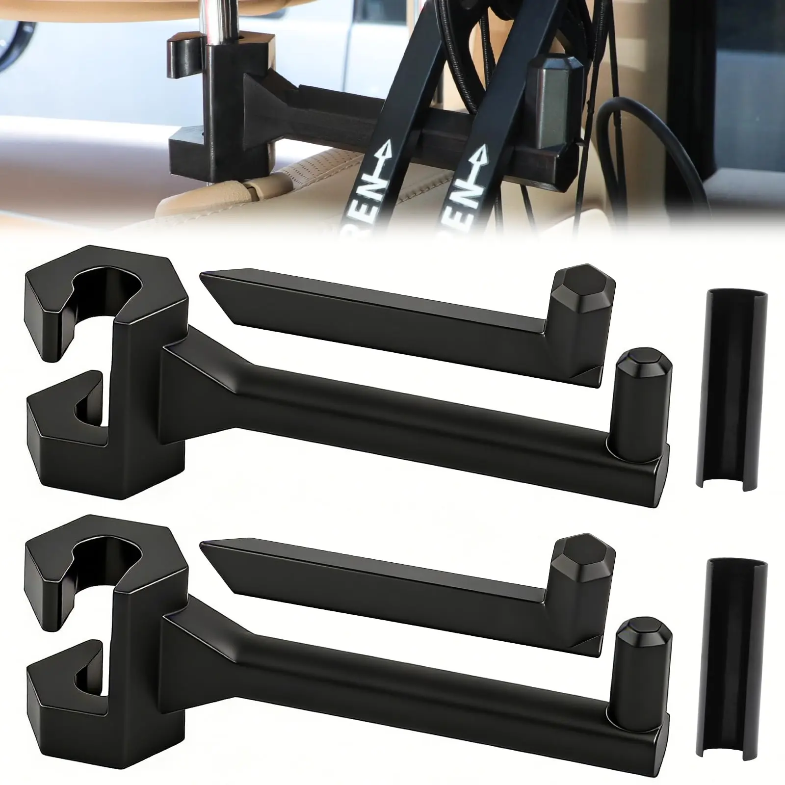 Universal Truck Headrest Mount Archery Bow Holder,Tool-Free Twist-OnInstall, Heavy-Duty Car Accessories Headrest bow Hanger Organiser for Hunters -80+ Ib Truck/SUV Bows Carry Hook vehicle storage