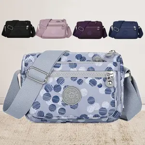 Lightweight Multi-Pocket Crossbody Bag for Women Stylish Nylon Shoulder Long Strap Bag