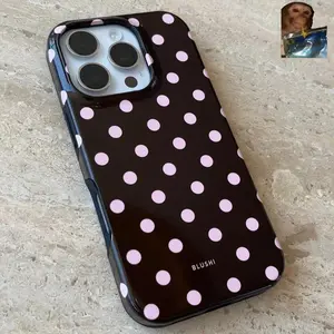 for iPhone16.Polka Dot |       Marron et Rose - Blushi Phone Cases Compatible with iPhone X, 11, 12, 13, 14, 15,16 & more – check our available sizes. Custom Plastic Compatible with Samsung Galaxy S25