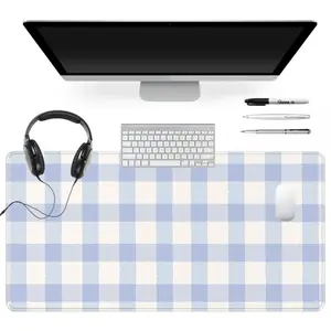 Extra Large Blue Checkered Mouse Pad Plaid Gaming Mouse Pad 35x16 Inch Computer Keyboard Mousepad Suitable for Families, Offices and Schools. Perfect Gift for Family Members and Friends