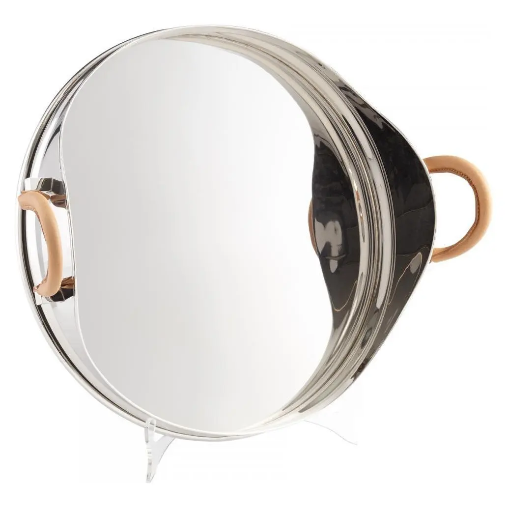 Silver 15.5 Inch Diameter Stainless Steel Tray Made in India - Style: 7667346