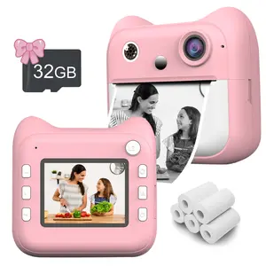 Kids Instant Print Camera, Digital Camera,Instant Camera for Children, ideal travel Photo toy for creativity and fun(two options to choose from:Single machines or 32GB Card sets)-Perfect Christmas & Birthday Gifts for Boys & Girls,Pink\blue