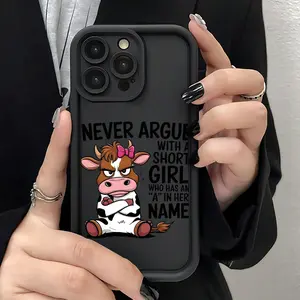 Creative Cow Pattern Inspirational Quotes TPU Shockproof Full Protection Case, Suitable for Apple iPhone 17/16/15/14/13/12/11 PRO PLUS AIR E XS and PROMAX MINI, Ideal Gift for Friends and Family, T745