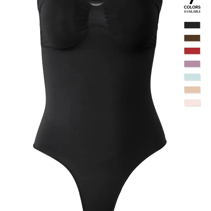 1/2/3 Pack Strapless Shapewear Bodysuit for Women, Tummy Control Slim Body Suits, Solid Strapless Shapewear, Casual Plain Surface, All Seasons, Regular Length