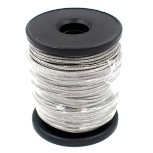 Soft PVC Coated 100 ft 304 Stainless Steel  Wire Rope Diameter 5/64 inch (2 mm),7x7 Stand Core,100 ,with 10 count Sleeves Stops