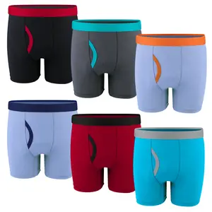 BIG ELEPHANT 6-Pack Boys Boxer Briefs – Comfortable, Quick-Dry Athletic Underwear with Tag-Free Design and Fly Pouch for Kids and Teens