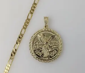 Plated Mexican Centenario 5mm Figaro Chain Necklace