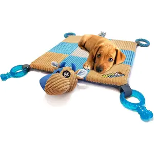 HOUNDGAMES Puppy Teething Mat, Dog Play Mat, Playmat with Teething Toys, Dog Playpen Accessories, Teething Rings, Stuff for Puppies, Playpen, Essentials - 20 X 20