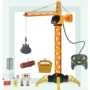 28-Inch RC Construction Tower Crane Toy for Kids, 4 Channel Remote Control Crane Toy with LED Light, Grabber, Log, Lifting Basket, 360° swivel, STEM Educational Learning Toys for Boys Ages 3 and Up(Gag Toys & Practical Jokes)(Gag Toys & Practical Jokes)