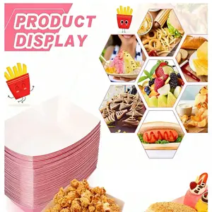 Kraft Paper Food Tray, Paper Boat, French Fries Rack, Popcorn Box, Disposable Party Supplies, New Year Christmas Party Birthday Valentine Anniversary Graduation Family Activity