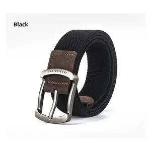 Flexible woven tactical belt. Pin buckle canvas belt. Fashionable casual belt