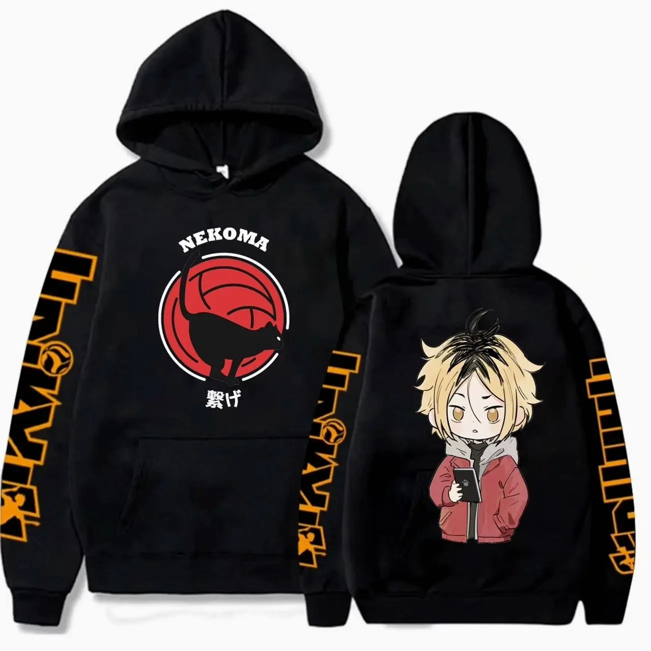 Harajuku Haikyuu Unisex Hoodies Japanese Anime Kenma Kozume Kawaii Printed Men's Hoodie Streetwear Casual Long Sleeve Sweatshirt
