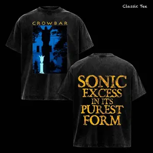 Crowbar Sonic Excess Vintage Washed Oversized T Shirt, Sludge Metal Graphic Back Print Tee, Heavyweight Cotton Doom Metal Streetwear Aesthetic Unisex Shirt, Retro Band Merch Outfit Gift for Music Fans R5L