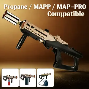 Gold Propane Blow Torch with Adjustable Flame| Multipurpose Torch Gun for BBQ, Campfire Starting & Steak Searing (Tank Not Included)