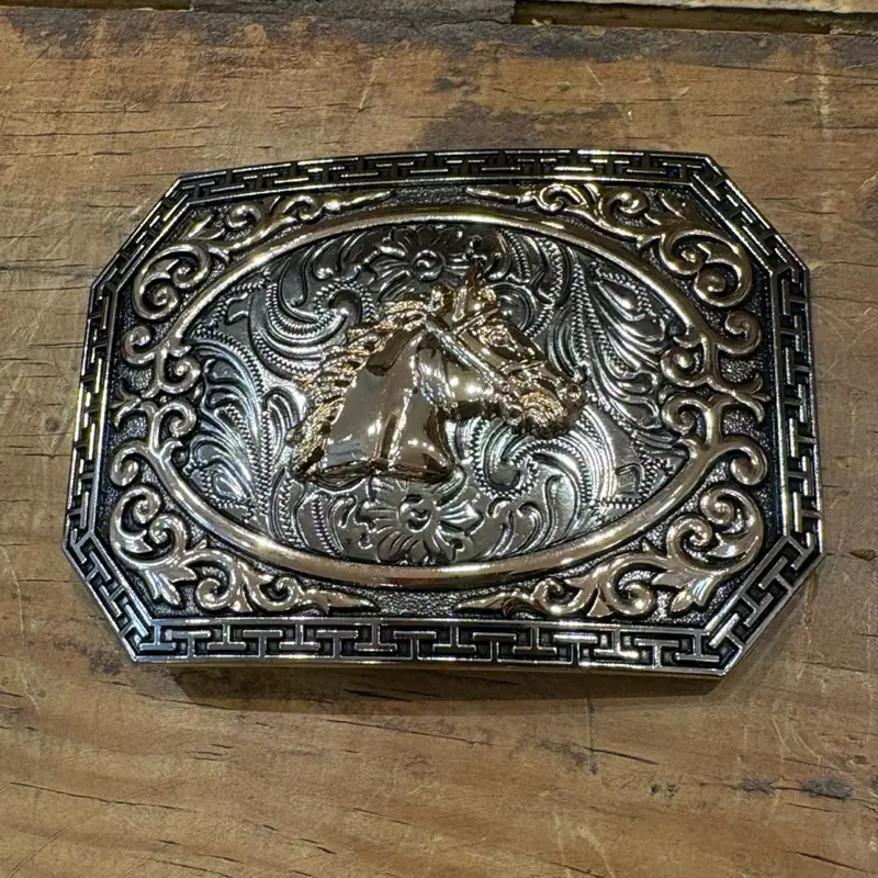 Horse-Design Belt Buckle for Gold and Silver Belts