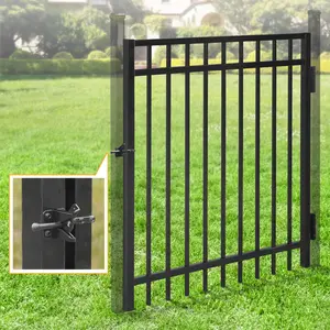 Fencer Wire Heavy Duty Flat Top Fence Gate, 4FT Height x 4FT Width Outdoor Fence Gate, Outdoor Anti-Rust Metal Steel Gate for Fencing Barrier, Decorative Garden Gate for Residential, Yard, Pool, Patio, Pack of 1/5/10