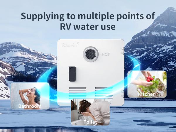 65,000 BTU RV Tankless Water Heater, High Altitude Available, 12V, CSA Certificated, with Multi-function Controller, On Demand Instant Hot Water Heater, Compatible with all RVs