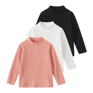 3-piece girls' autumn and winter high-necked fashion jacket solid color Joker warm sweater 4-12-year-old children's fashion rib knit pullover autumn and winter children's clothing