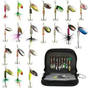 Fishing Spinner Kit 20PCS Spinnerbaits Fishing Spinning Lure Metal Bait Bass Lures for Bass, Salmon, Pike or Walleye with Portable Carry Bag