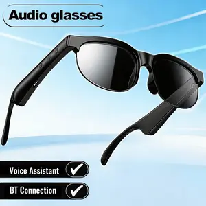 Wearable Smart Glasses UV Polarized Lens Open Ear HiFi Sound Touch Control Hands Free Call Long Battery Fast Pair 2-in-1 Non Slip Comfort Wear for Commute Cycling Driving Hiking Camping