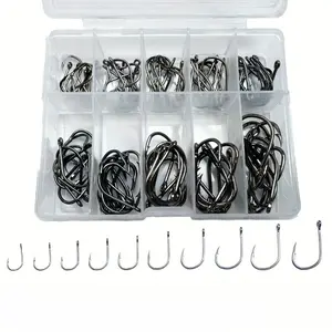 Fishing Hook Set, 100pcs/box High Carbon Steel Fishing Hook with Storage Box, Outdoor Fishing Accessories for Fishing Enthusiasts