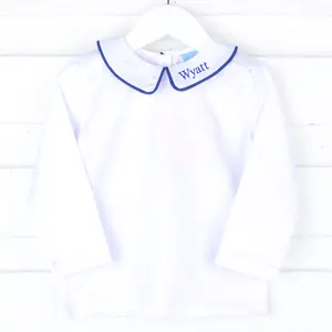 White Long Sleeve Undershirt with Royal Blue Trim White Long Sleeve Undershirt with Royal Blue Trim