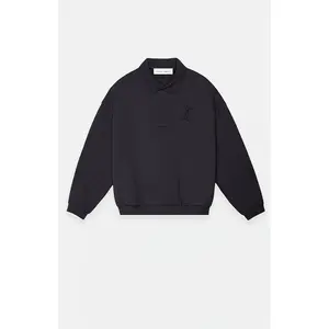 Fear of God ESSENTIALS Men's Vintage Black Classic Polo Sweatshirt Fear of God ESSENTIALS Men's Vintage Black Classic Polo Sweatshirt