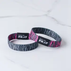 Tap To Pray® Wristband – Tree Bark Camo Pink & Grey
