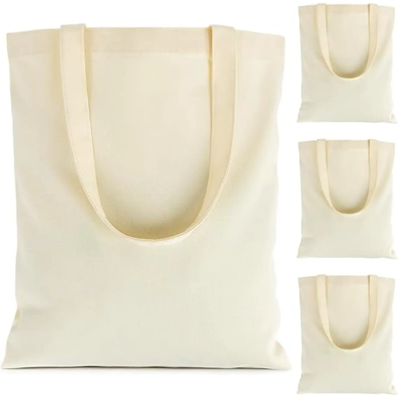 Canvas Tote Bag - 4 PCS Lightweight Cotton Canvas Reusable Grocery Shopping Blank Tote Bag with Handles for Crafts DIY Gift