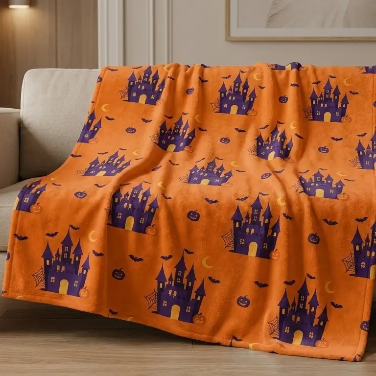 Halloween Haunted Castle Throw Blanket Soft Cozy Flannel Fleece Blanket for Couch Sofa Bed Halloween Home Decor Gift