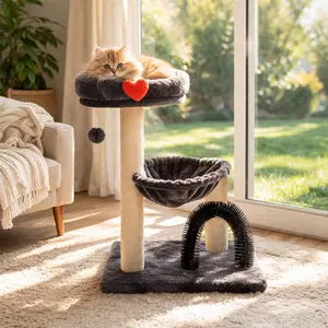 2026 New 27.8" Small Cat Tree Tower for Indoor Cats,Multi-Functional Heart Cat Tree | Small Sisal Scratching Post with Plush Hammock & Grooming Toy for Cats