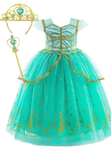 Girls role play princess dress forest green dress skirt suitable for party birthday photo