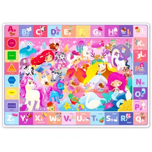QUOKKA Baby Mat for Floor Play for Babies 6-12 Months – 60x41 inch Floor Play Mat for Toddlers 1-3 – ABC Princess Extra Thick Plush Rug for Nursery – Padded Foldable Activity Infant Playroom Carpet