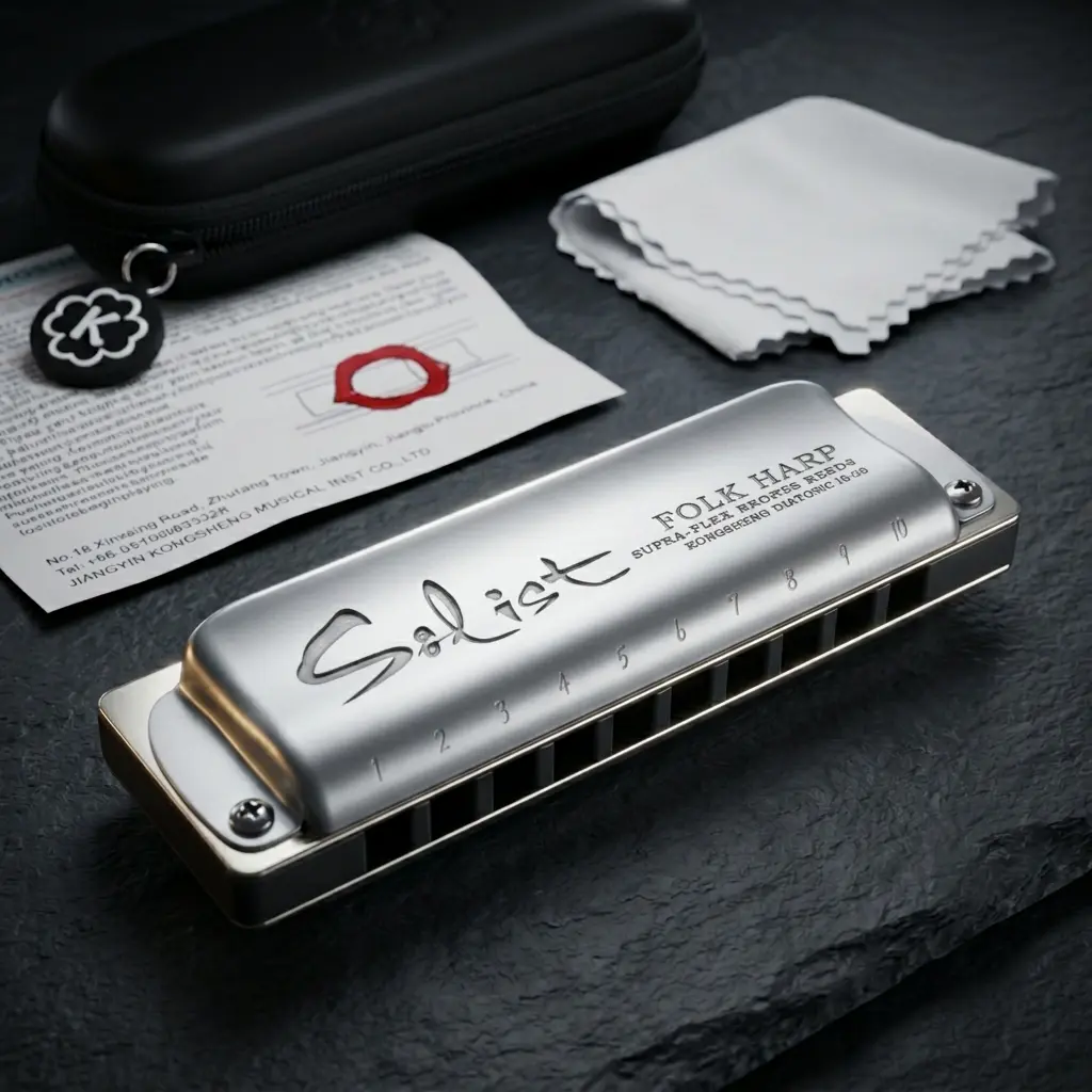 Kongsheng Solist 10-Hole Diatonic Blues Harmonica - Aluminum Alloy Comb, Matte Stainless Steel Cover, Premium Metal Musical Instrument, Musical Instruments