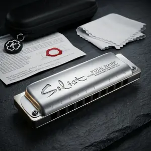 Kongsheng Solist 10-Hole Diatonic Blues Harmonica, Aluminum Alloy Comb, Matte Stainless Steel Cover, Premium Metal Edition