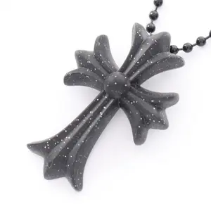 Pre-owned Chrome Hearts Rubber Small Leather Goods Silicone Cross Necklace