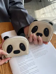 Women's New Genuine Leather Ultra-Thin Multi-Card Slots Cute Cartoon Pattern Compact Anti-Magnetic Thin Accordion Zipper Card Holder