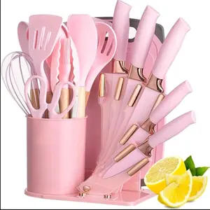Upgrade your kitchen with this complete 19PCS silicone cooking set + knife set