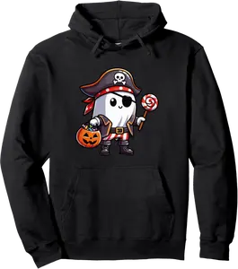 Halloween Ghost Pirate Eye Patch Candy Bag Treasure Spooky Pullover Hoodie - Michaelapa Shop 50B0DF5Z6JJD