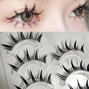 NEW 5Pairs Manga Eye Transparent Stem A-shaped Pointed Little Devil Eyelashes, Naturally Curled Fluffy False Eyelashes Cosplay Lashes for Makeup, Simulation Lashes for Manga Eye Look