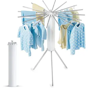 Tripod Clothes Drying Rack Foldable, Laundry Drying Rack Collapsible, Portable Clothing Drying Rack Folding Indoor, Octopus Space Saving Laundry Stand with 16 Extendable Aluminum Rods