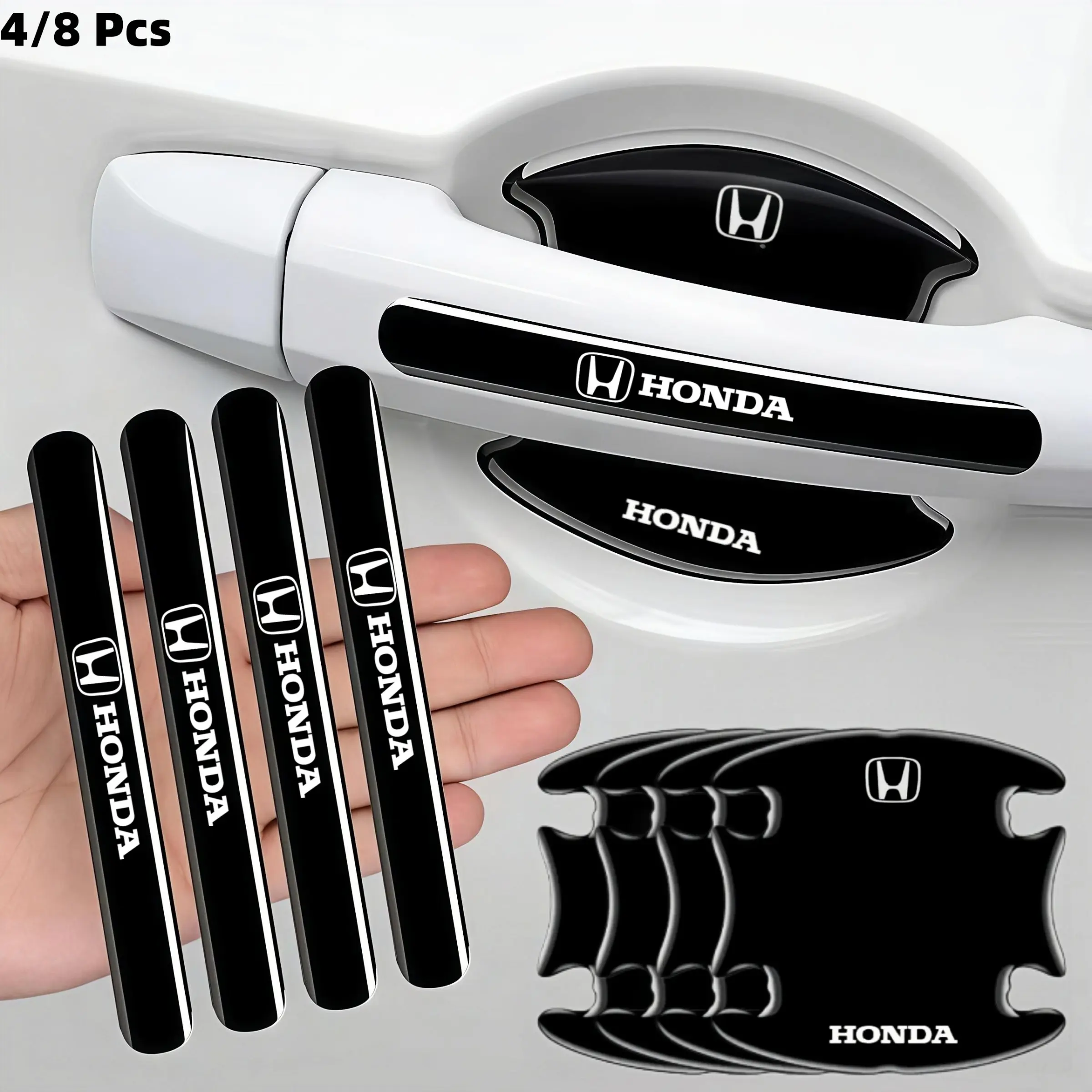 4/8 Pcs Car Door Handle Stickers, Scratch-Resistant Door Bowl Protection, Suitable for All Honda Models, Auto Accessories, Automotive Decals, Car Decals, Sticker For Cars