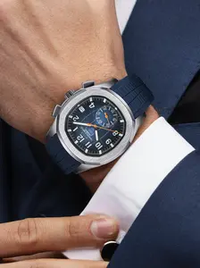 Men's Quartz Watch Stainless Steel Sapphire Glass Digital Night Glow Luxury Design Casual Style All Seasons Fold Buckle Fashionable Waterproof Watch