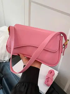 Women's Solid Color Shoulder Bag, Fashionable PU Leather Crossbody Bag for Daily Used, Casual Trendy Versatile High-quality Daily Commuting Bag, Everyday Bag, Lightweight Crossbody Bag, Casual Commuter Bag, Casual Crossbody Bags