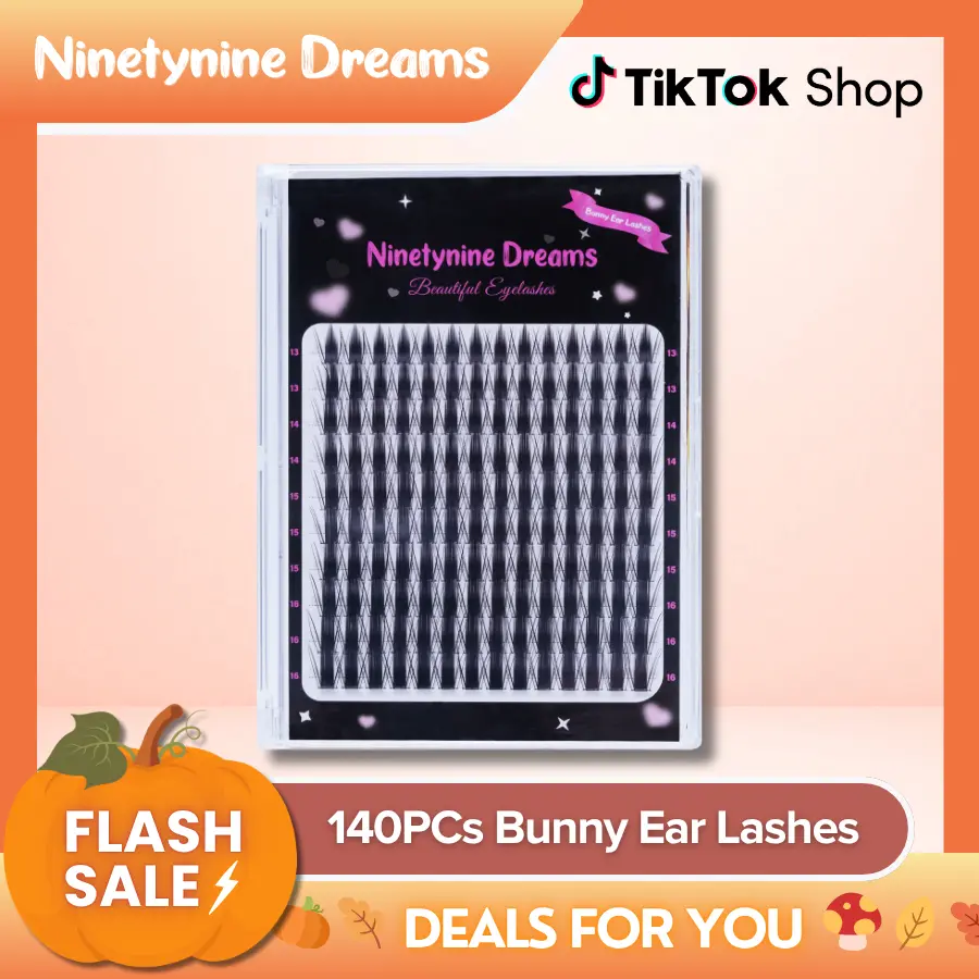 Ninetynine Dreams 140PCs Bunny Ear Lashes | Dramatic Spiky Anime Douyin DIY Eyelashes Clusters, 13–16mm C++ Curl Custom-Map False Lashes, Ultra-Thin Durable Band, Reusable Waterproof Long-Lasting Beginner-Friendly False Eyelashes For Bold Glam Makeup