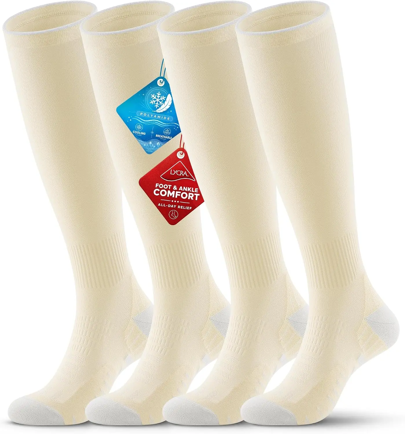 Compression Socks for Women Men, Breathable for Flying, Running, Nurses, Pregnancy, 2 Pairs