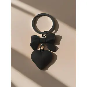 Cute Bowknot Design Keychain Heart Shaped Key Ring Fashionable for Women Girls Trendy All-match Exquisite Birthday Gift Charms Keychain